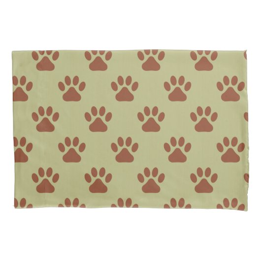 Bruine hond pootafdrukken patroon kussensloop (Voorkant)