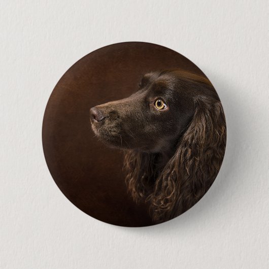 bruine hond ronde button 5,7 cm (Voorkant)