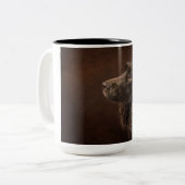 bruine hond tweekleurige koffiemok (Voorkant links)
