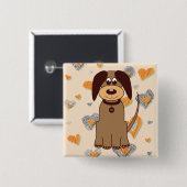 Bruine hond vierkante button 5,1 cm (Voorkant /achterkant)