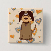 Bruine hond vierkante button 5,1 cm (Voorkant)