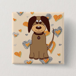 Bruine hond vierkante button 5,1 cm