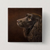 bruine hond vierkante button 5,1 cm (Voorkant)