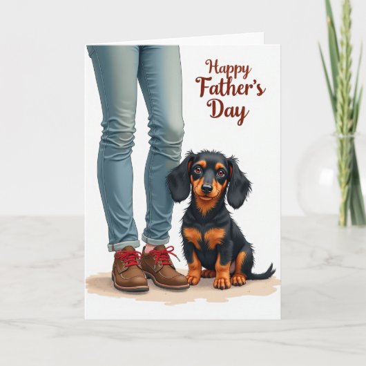 Bruine Hond Zoete Vaderdag Kaart (Voorkant)