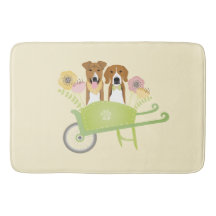 Bruine honden in wielbarroenbloemen