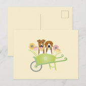 Bruine honden in wielbarroenbloemen briefkaart (Voorkant / Achterkant)