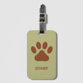 Bruine hondenpoot aangepaste naam bagagelabel (Voorkant (verticaal))