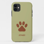 Bruine hondenpoot aangepaste naam Case-Mate iPhone case (Achterkant)