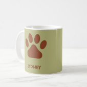 Bruine hondenpoot aangepaste naam koffiemok (Voorkant links)