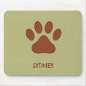 Bruine hondenpoot aangepaste naam muismat (Voorkant)