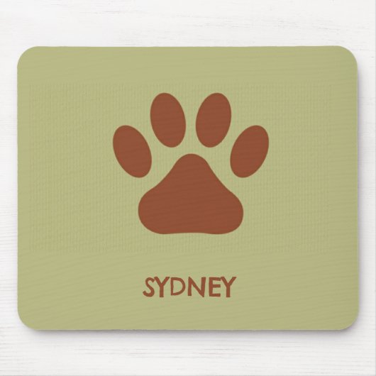 Bruine hondenpoot aangepaste naam muismat (Voorkant)