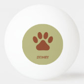 Bruine hondenpoot aangepaste naam pingpongbal (Voorkant)