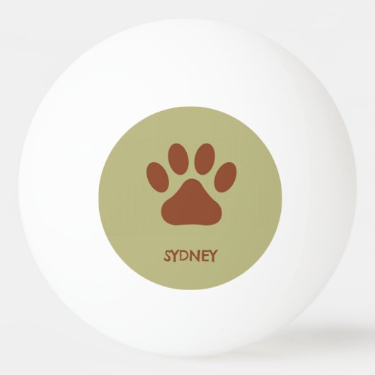 Bruine hondenpoot aangepaste naam pingpongbal (Voorkant)