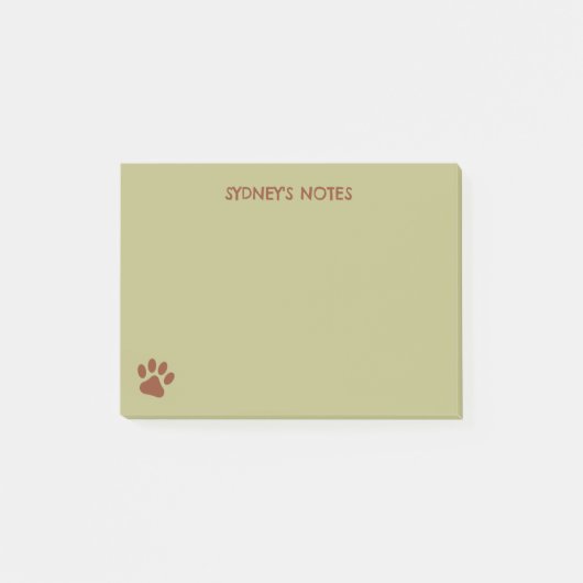 Bruine hondenpoot aangepaste naam post-it® notes (Voorkant)