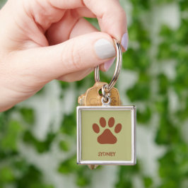Bruine hondenpoot aangepaste naam sleutelhanger