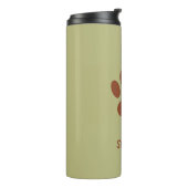 Bruine hondenpoot aangepaste naam thermosbeker (Gedraaid links)