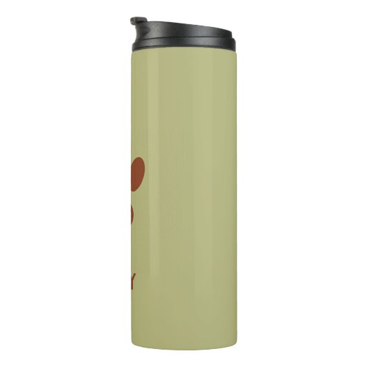 Bruine hondenpoot aangepaste naam thermosbeker (Geroteerd rechts)