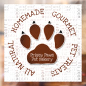 Bruine hondenpoot met huisdier Bedrijfsnaam Woof A Raamsticker (Vel 2)