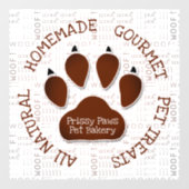 Bruine hondenpoot met huisdierbedrijfsnaam Woof Ar Raamsticker (Vel)