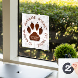 Bruine hondenpoot met huisdierbedrijfsnaam Woof Ar Raamsticker