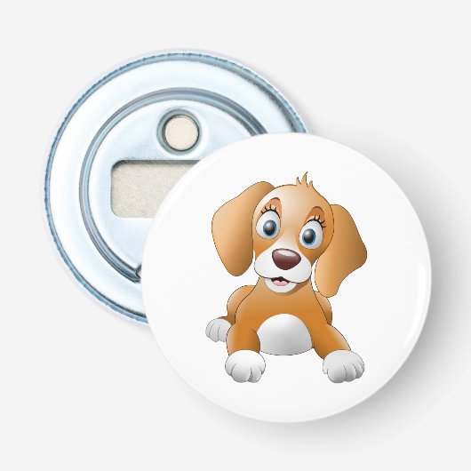 Bruine-hondenrok Button Flesopener (Voorkant)