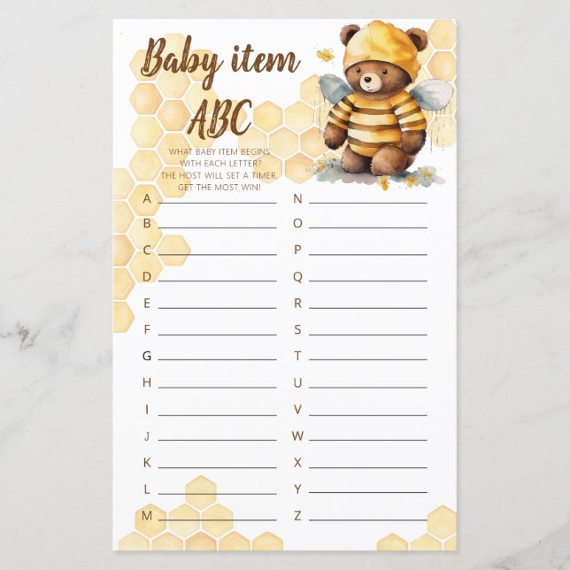 Bruine honing teddybeer Game Baby item ABC (Voorkant)