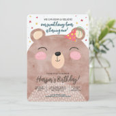 Bruine honingbeer verjaardag kaart (Staand voorkant)