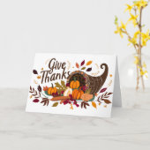 BRUINE HOORN VAN OVERVLOEDIGE THANKSGIVING KAART (Gele Bloem)