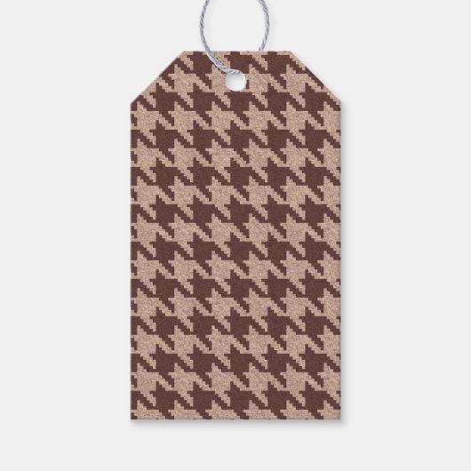 Bruine Houndstooth Preppy Klassieker Patroon Cadeaulabel (Voorkant)