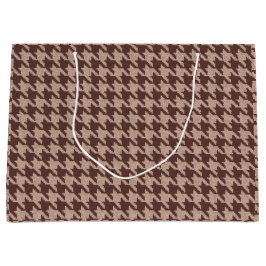 Bruine Houndstooth Preppy Klassieker Patroon Groot Cadeauzakje