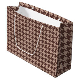 Bruine Houndstooth Preppy Klassieker Patroon Groot Cadeauzakje