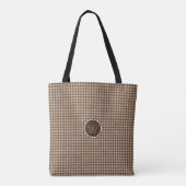 Bruine Houndstooth-tas met Roze Gouden Accent Tote Bag (Achterkant)