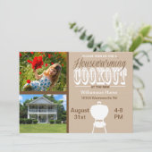 Bruine Housewarming Kookfeest Uitnodiging (Staand voorkant)