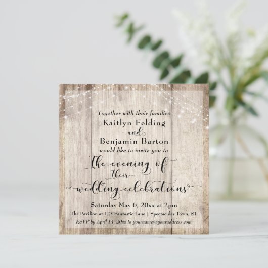 Bruine hout- en lichte avondhuwelijksfeesten in la kaart (Staand voorkant)