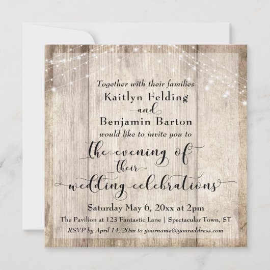 Bruine hout- en lichte avondhuwelijksfeesten in la kaart (Voorkant)