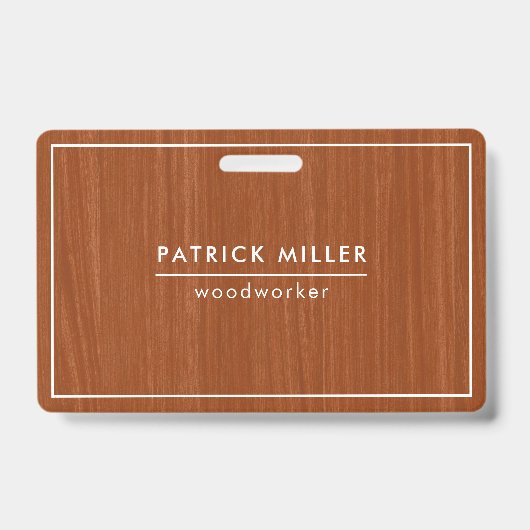 Bruine hout textuur afdruk witte typografie badge (Voorzijde)