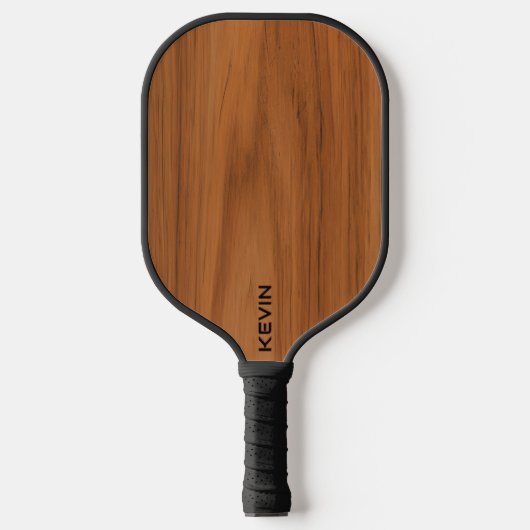Bruine hout textuur monogram  pickleball paddle (Voorkant)