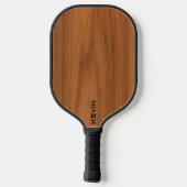 Bruine hout textuur monogram  pickleball paddle (Achterkant)