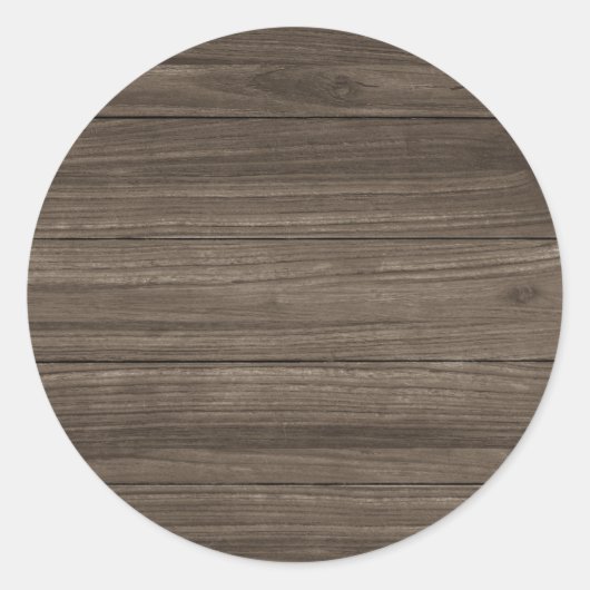 Bruine Houten Bord Uitzicht Elegante Sjabloon Ronde Sticker (Voorkant)