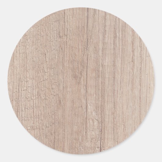 Bruine Houten Bord Uitzicht Elegante Sjabloon Ronde Sticker (Voorkant)