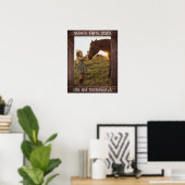 Bruine Houten Foto Frame met Tekst Bewerkbaar Nep Poster (Thuiskantoor)
