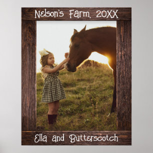 Bruine Houten Foto Frame met Tekst Bewerkbaar Nep  Poster