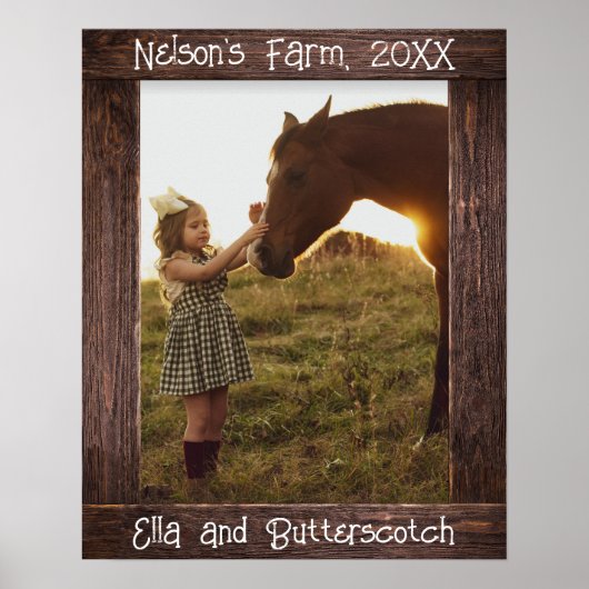 Bruine Houten Foto Frame met Tekst Bewerkbaar Nep Poster (Voorkant)