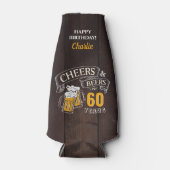 Bruine houten kasten en bier van elke leeftijd flesjeskoeler (Voorkant)