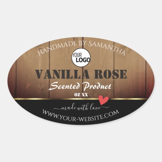 Bruine houten korrels Verpakkingsetiketten Logo Ovale Sticker (Voorkant)