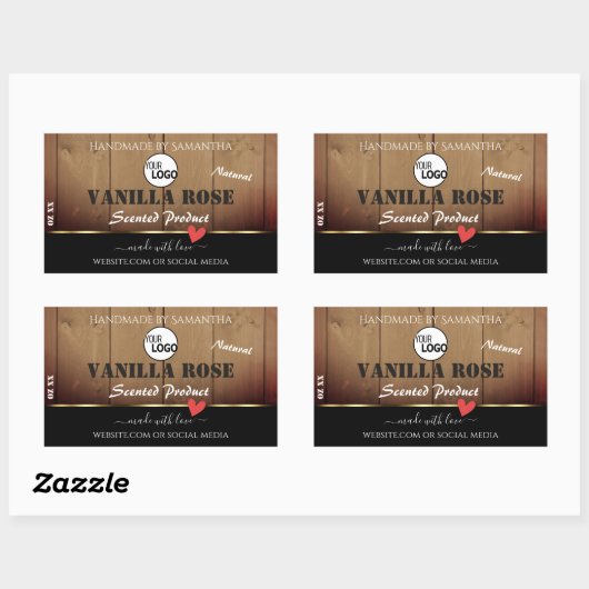 Bruine houten korrels Verpakkingsetiketten Logo Rechthoekige Sticker (Vel)