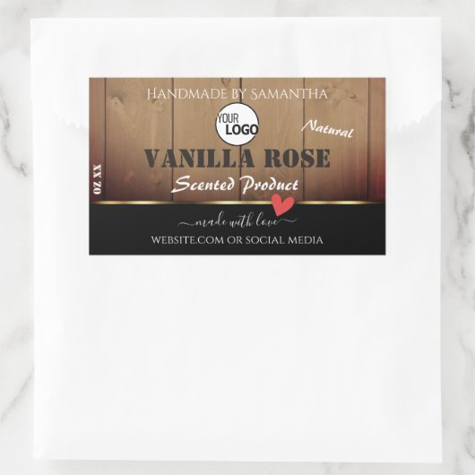 Bruine houten korrels Verpakkingsetiketten Logo Rechthoekige Sticker (Tas)