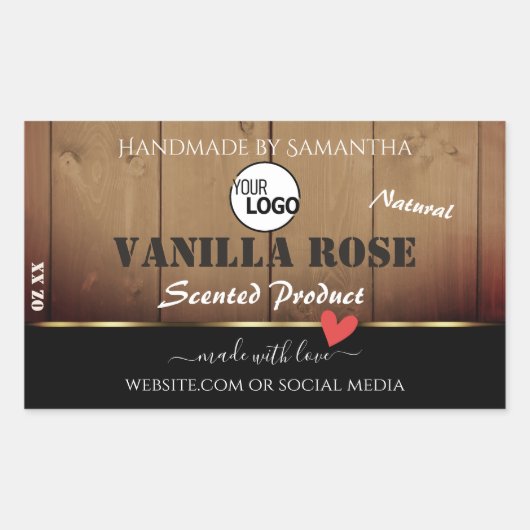 Bruine houten korrels Verpakkingsetiketten Logo Rechthoekige Sticker (Voorkant)