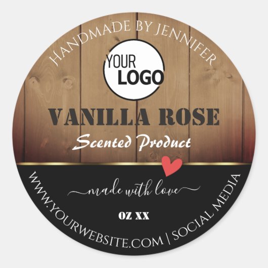 Bruine houten korrels Verpakkingsetiketten Logo Ronde Sticker (Voorkant)