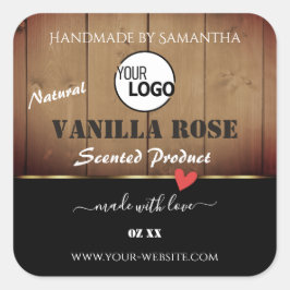 Bruine houten korrels Verpakkingsetiketten Logo Vierkante Sticker